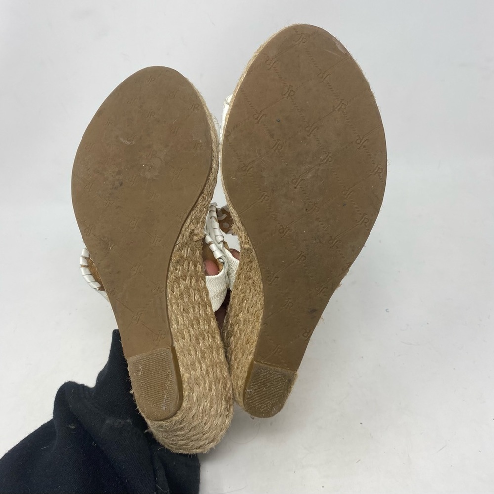 Jack Rogers Women’s White Leather Shelby Espadrille Wedge Sandal Size 10 - Picture 4 of 7